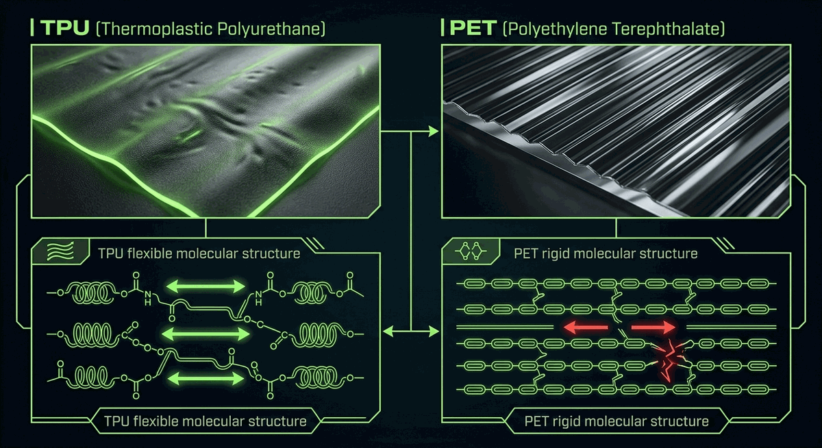 โครงสร้างโมเลกุลของฟิล์ม TPU และ PET
