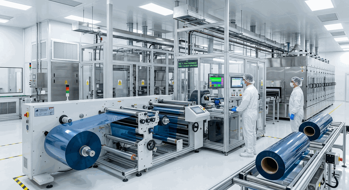 สายการผลิตฟิล์มในโรงงานที่ทันสมัย
